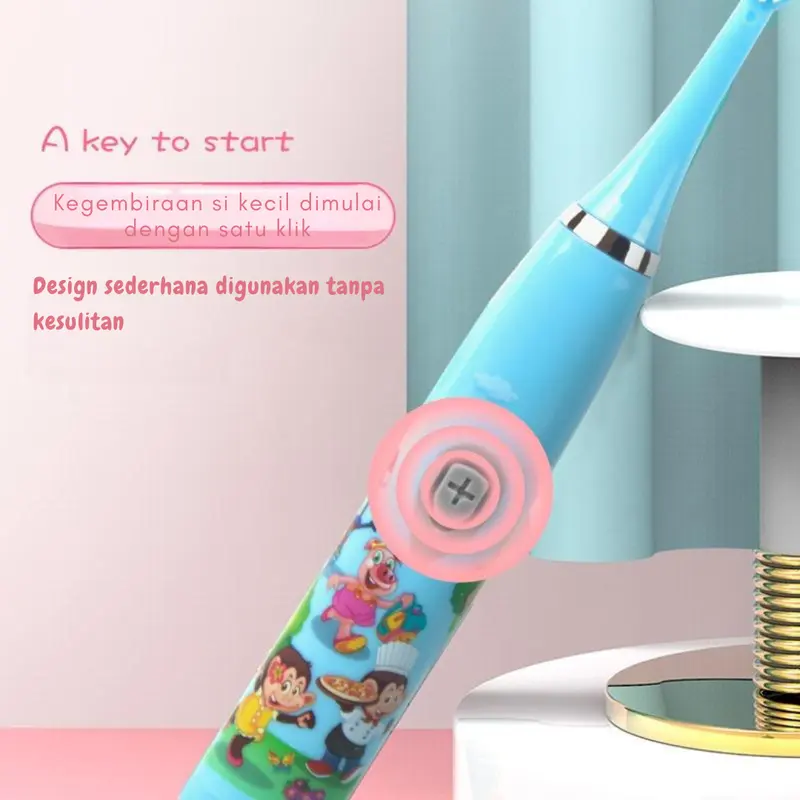 Sikat Gigi Anak Elektrik Sonic Vibration dengan Baterai Tahan Air dan Timer Otomatis 2