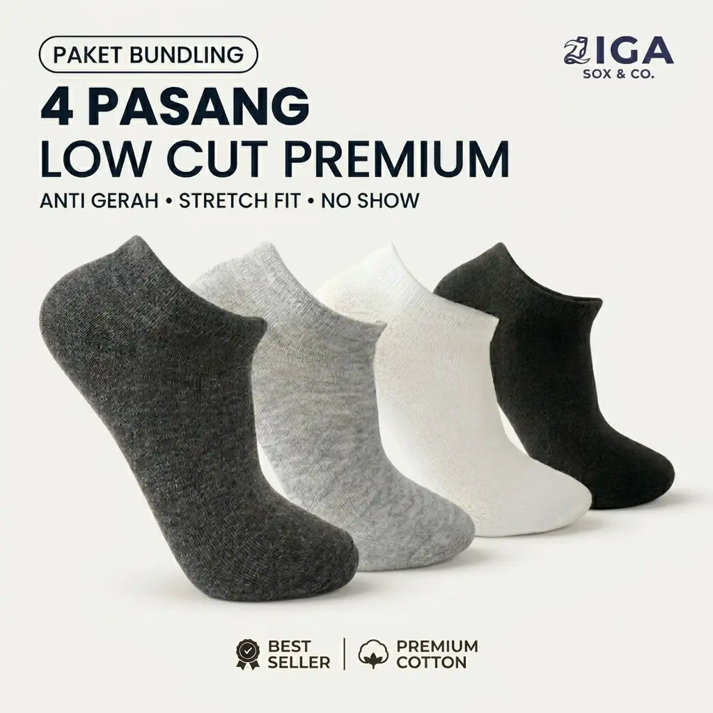 Kaos Kaki Pendek Paket 4 Pasang Polos Pria & Wanita