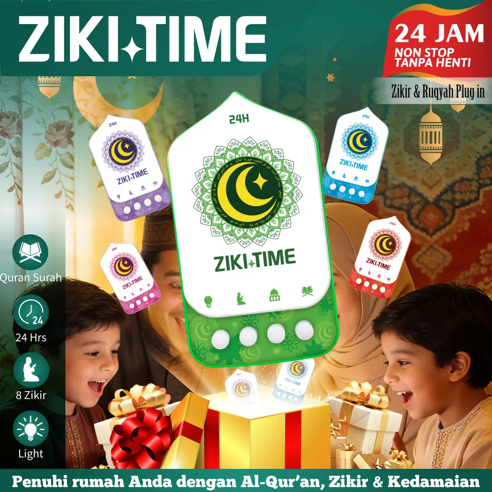 2026 Asli ZIKI TIME Speaker Quran 30 Juz Murottal Lampu Tidur 24 Jam ELP-401 Ruqyah Zikir Ayat Kursi  Colok Listrik Suara Jernih untuk Rumah & Ibadah | Hadiah Ucapan Selamat | Bawa Hoki
