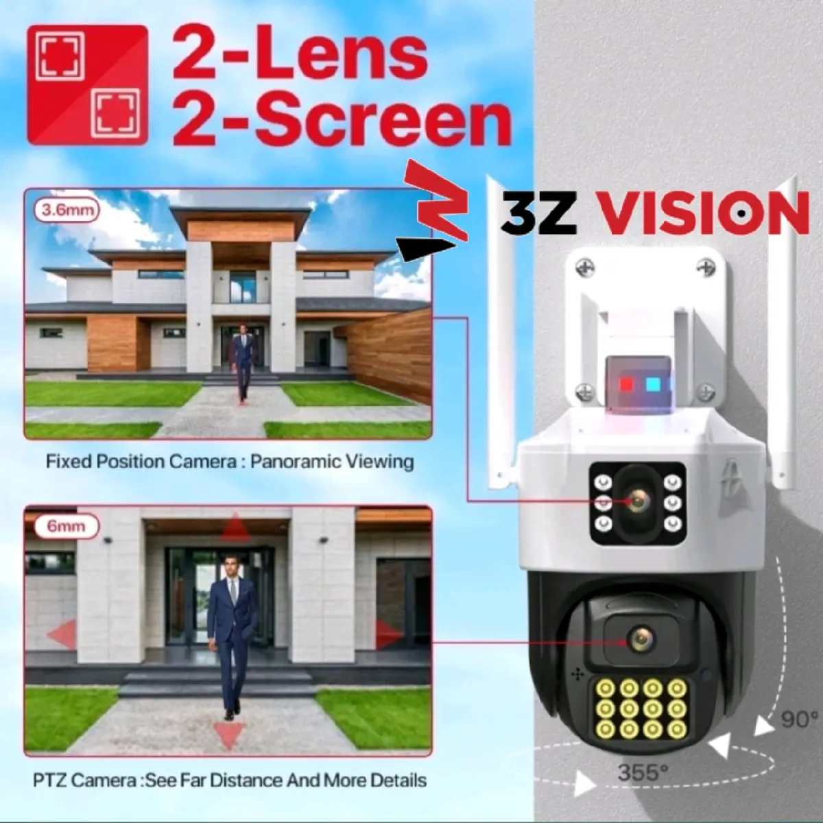 kamera cctv V380 1080P HD IP camera CCTV PTZ wifi dual camera outdoor Kamera cctv Led Ponsel Wireless