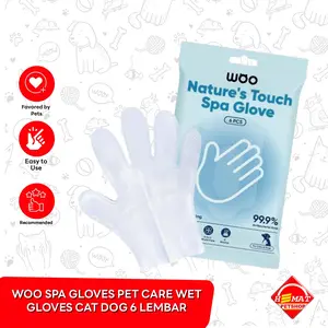 Woo Spa Gloves Pet Care Wet Gloves Sarung Tangan Mandi Cat Dog 6 Lembar