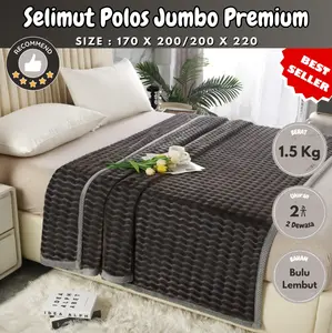 [NEW!! SELIMUT BULU POLOS] - SELIMUT BULU POLOS MOTIF KELINCI 170 X 200(PREMIUM QUALITY) selimut baru