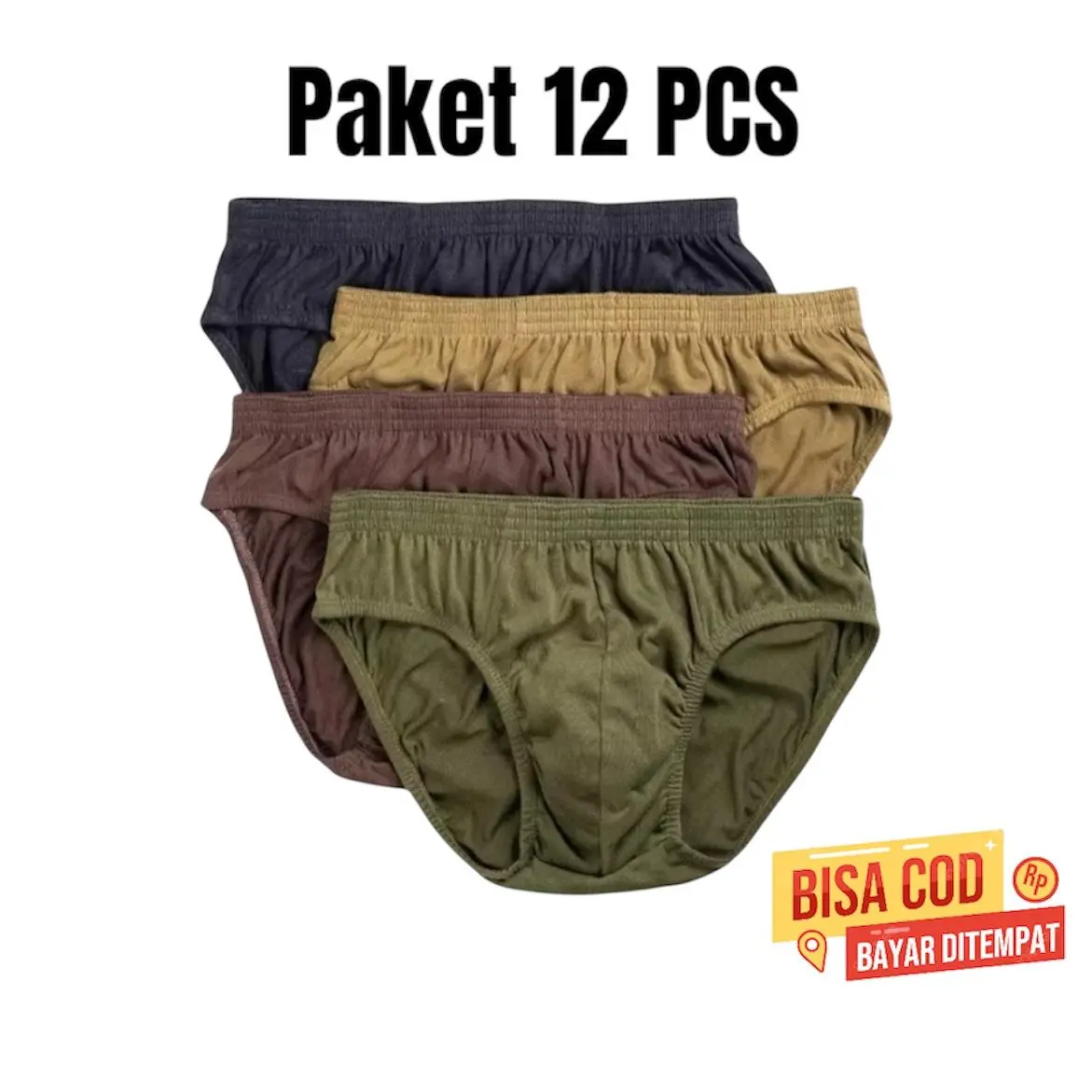 paket 12 pcs celana dalam pria dewasa bahan adem selempak cowok cd karet bungkus laki laki brief selem pak bref sempak ori jockstrap Katun Nyaman Boxer Pendek