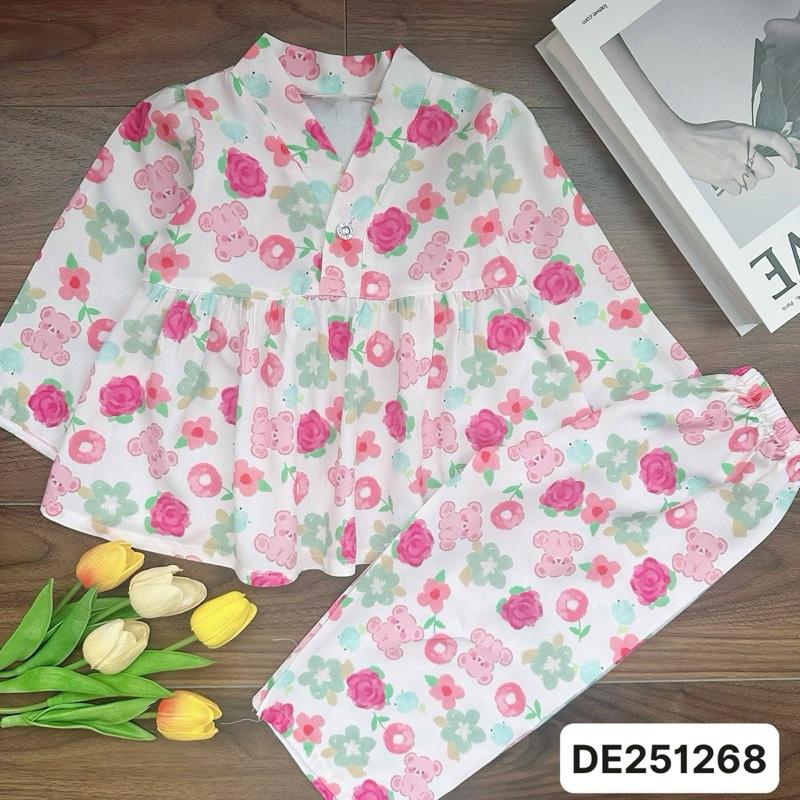  DE251268 Bộ tole dài Mẹ và Bé cổ Y 10kg-68kg babydoll tay dài quần dài với chất liệu tole lanh loại 1 mềm mát. MinMin Baby 