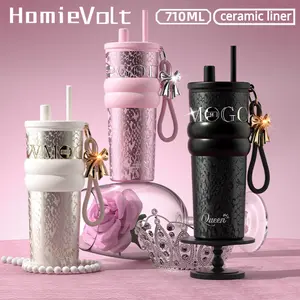 [Ramadan Essentials] HomieVolt Tumbler Kopi Stainless Steel 24oz/710ml dengan Tutup & Lapisan Keramik Termos Vakum untuk Minuman Panas dan Dingin Insulated Cup