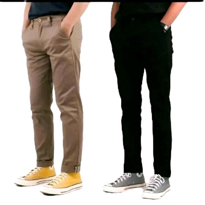 (PAKET 2 CELANA)Celana panjang pria slimfit chinos nevada strech/elastis bahan Twill Katun Stretch Nyaman Melar Casual 1