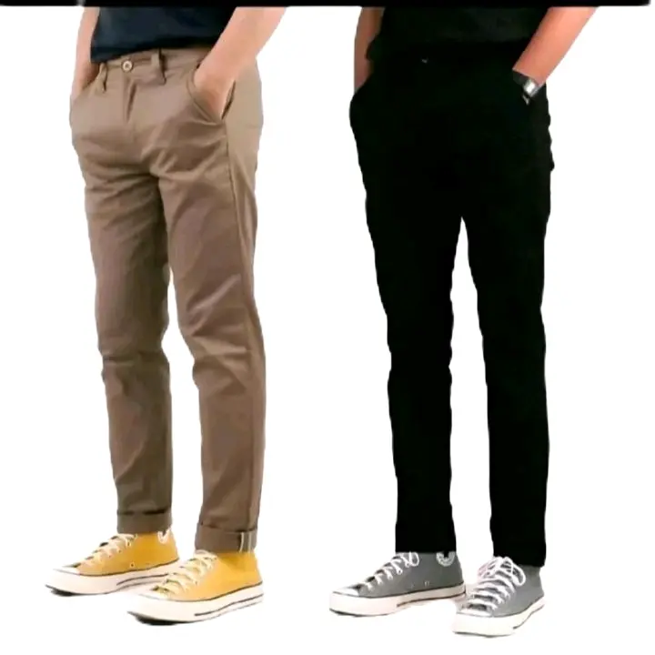 (PAKET 2 CELANA)Celana panjang pria slimfit chinos nevada strech/elastis bahan Twill Katun Stretch Nyaman Melar Casual 1