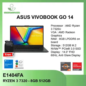 ASUS VIVOBOOK GO 14 E1404FA RYZEN 3 7320 8GB 256GB W11+OHS+M365B 14.0FHD VIPS BLK -VIPS3821M
