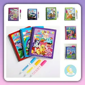 Buku Mewarnai Magic Water Book Mainan Edukasi Doodle Book Painting Set dengan Spidol Buku Gambar Air Ajaib / Magic Water Book Anak Anak