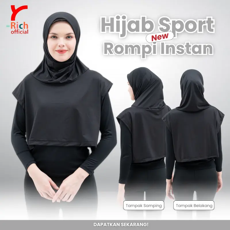 Yrich - Hijab Rompi Sporty Instan Crop Jersey Premium | kerudung Olahraga Wanita | Vest Rompi Sport Muslim 0