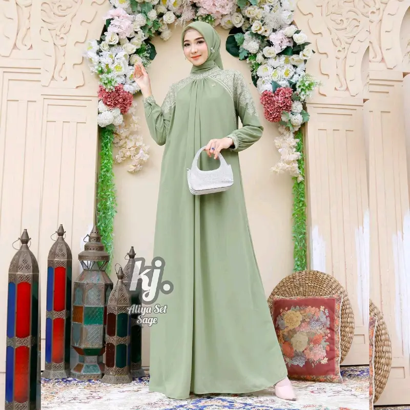 Gamis Pesta Raina Set Ori Khadijah Mode Gamis Cantik Gamis 4