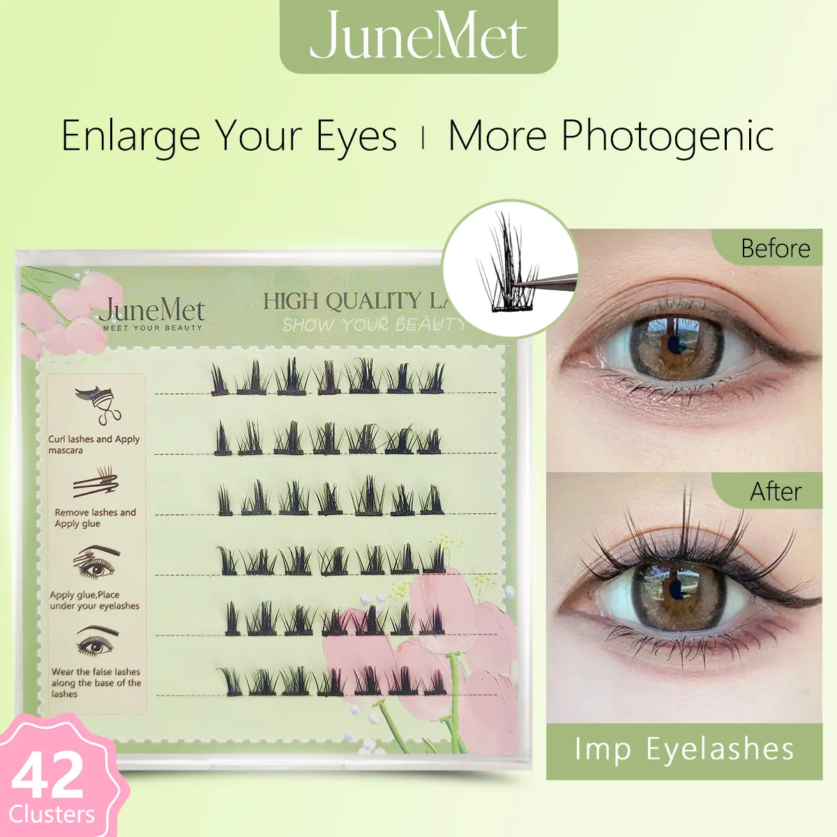 Natural False Eyelashes & Adhesives More Firmly Pasted, Very Thick and Good-looking, Soft Fake Eyelashes are Comfortable to Wear, 3D Eyelashes