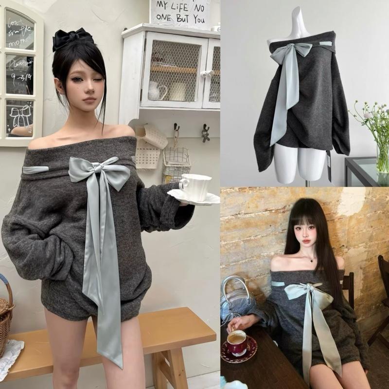    Hàng QCCC L1  Order 7- 10 Ngày   Set Len Trễ Vai Phối Dây Nơ Ngực Áo Form Rộng Kèm Quần Sooc Cạp Chun Cá Tính Tiểu Thư Dành Cho Nữ By DiepGZ28825 