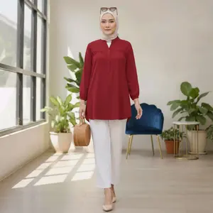 Blouse wanita oversize jumbo - atasan wanita lengan panjang - blouse wanita katun polos Busui Basic