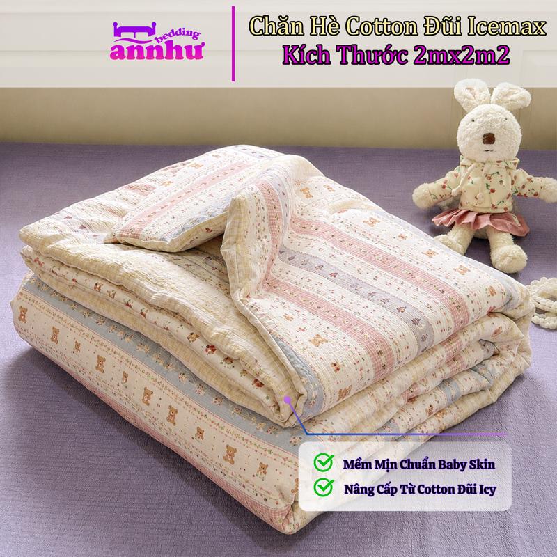 Chăn Hè Cotton Đũi Icemax Kích Thước 2mx2m2 - Mềm Mịn Chuẩn Baby Skin, Thoáng Mát An Như Bedding