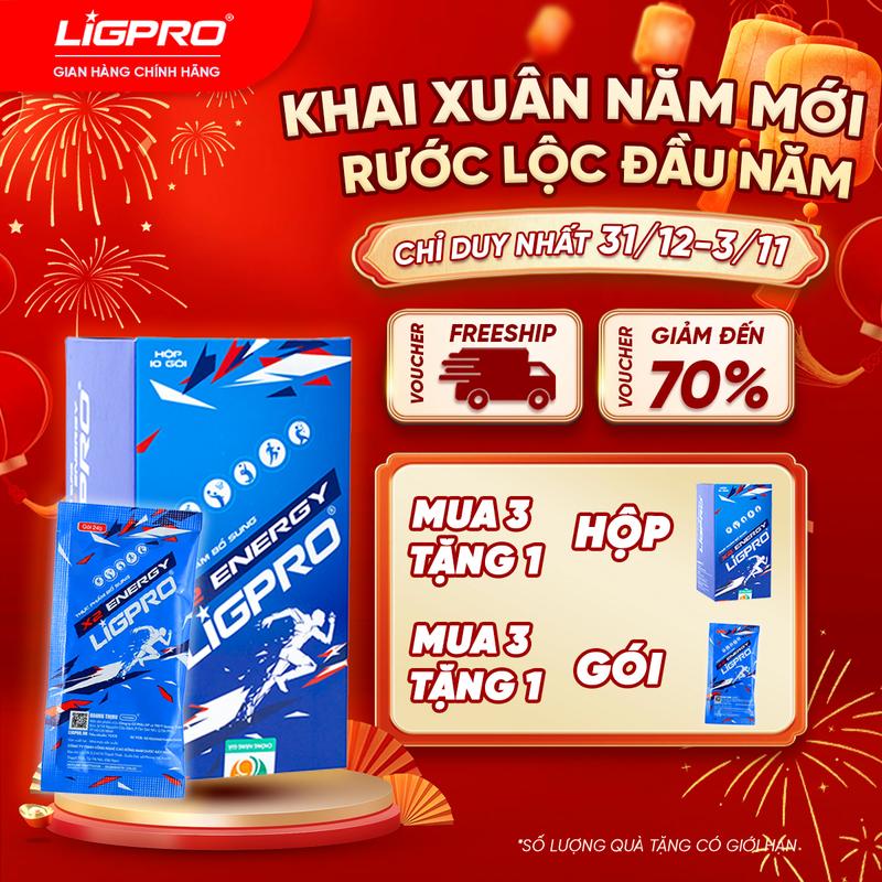 X2 Energy LIGPRO Thức Uống Thể Thao Bổ Sung Năng Lượng Bù Nước Bù Điện Giải Hộp 10 Gói x 24g