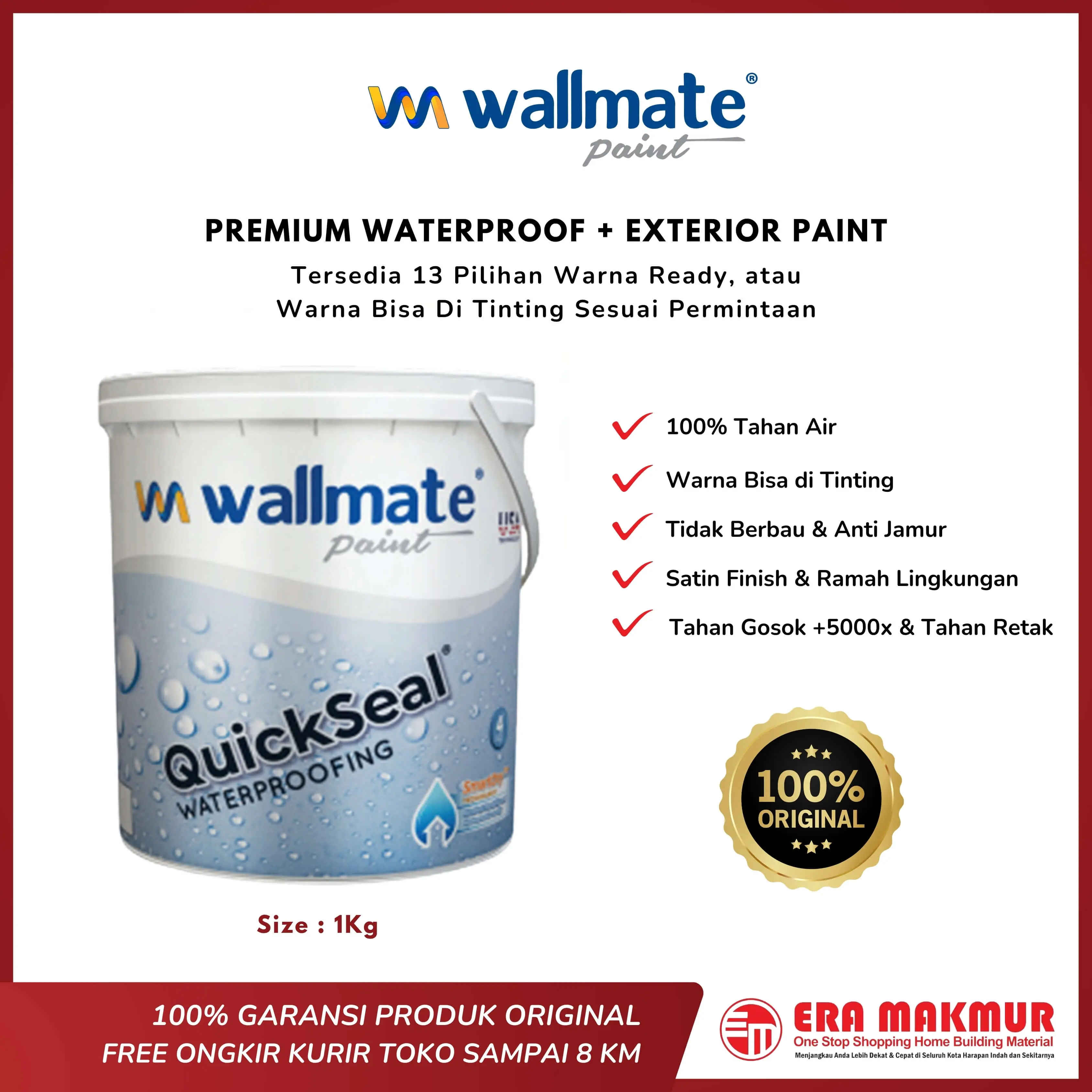 WALLMATE - QUICKSEAL 1 Kg Cat Waterproof (Cat Pelapis Anti Bocor) - Water Proof