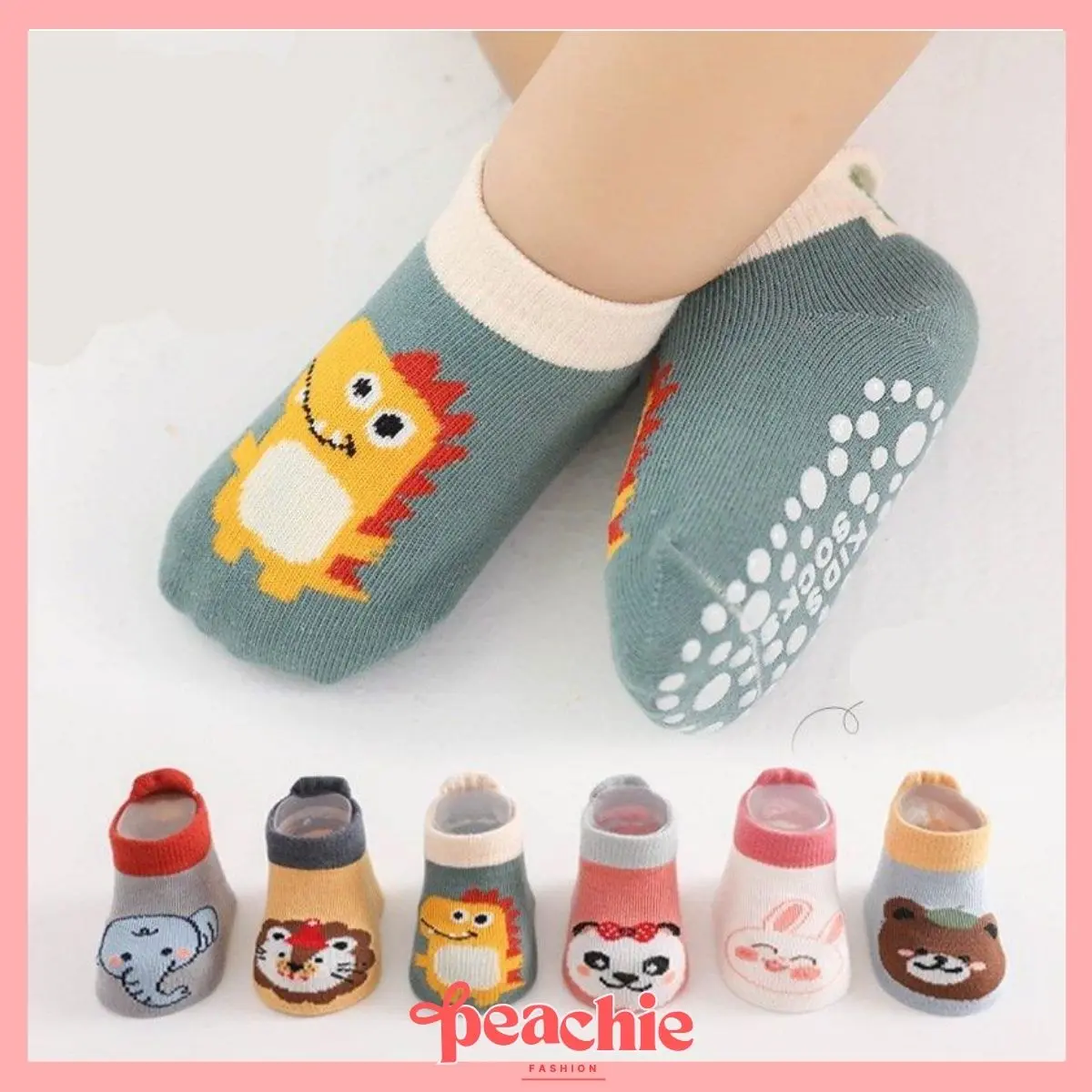PEACHIE | KK1814 Kaos Kaki Hewan Pendek Motif Anti Slip Socks Kaus Kaki Karakter Cute Anak Bayi