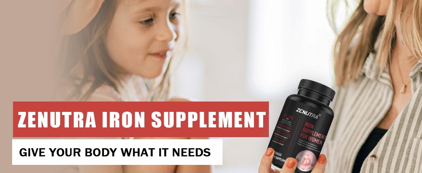 Suplemen Zat Besi untuk Wanita - Meningkatkan kekebalan tubuh dan memperbaiki kondisi kulit, Daya Serap Tinggi - Mendukung Darah & Energi - 60 Kapsul