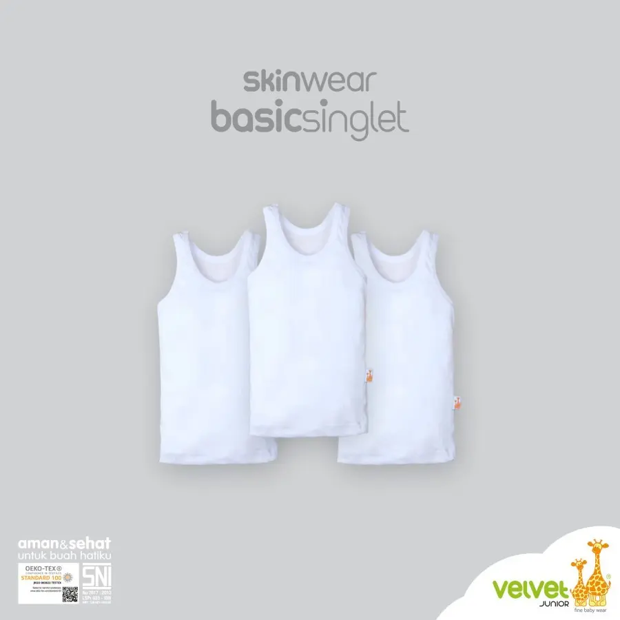 (3pcs) Velvet Singlet / Kaos Dalam NB -  N0.7 Kaos Dalam Bayi Anak baju dalaman