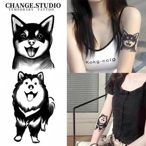 Hình Xăm Tạm Thời, Hình Xăm Chó Husky Và Shiba Inu, Lâu Trôi 15 Ngày, Không Thấm Nước, Không Sợ Ma Sát, Miếng Dán Hình Xăm