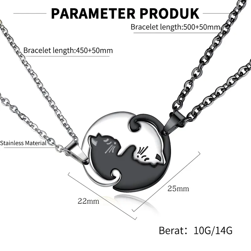 OLEVS Kalung Titanium Hijab Couple Pria Wanita Anti Karat Asli Bentuk Kitten Necklace Liontin korea Aesthetic Barang Spot COD 8