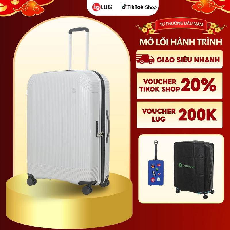 NGON RẺ CHỐT Conwood Vali Kéo Du Lịch PPT013 Size 28 Chất Liệu Nhựa PP Chống Bể Vỡ Khóa TSA An Ninh Quốc Tế Ngăn Mở Rộng 25% Sức Chứa Dây Kéo Đôi Chống Rạch Trộm- Bánh Xe Cao Su Đặc