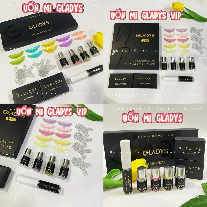 Bộ uốn mi collagen Gladys VIP nhật chính hãng , sét uốn mi cao cấp,  Dụng cụ nối mi - Phụ liệu nối mi Mi Tâm - Trang Điểm