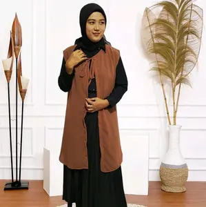 Cardigan Wanita Model Jumbo LD 130 Panjang Oversize Sampai 5XL - Muslim Kardigan Atasan Baju Remaja outer tali Ceruty Batwing Kondangan Hitam Dress Basic Dewasa Putih