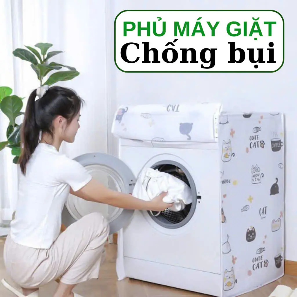 Bọc máy giặt đủ kích thước hoa văn siêu dễ thương Trùm máy giặt chống bám bụi Phu may giat chống thấm Chống nước
