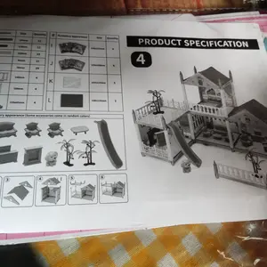 Mainan Rumah Rumahan Anak Perempuan 3D Princess Kastil Villa dengan Lampu dan Boneka Perakitan DIY Rumah Mainan Toys