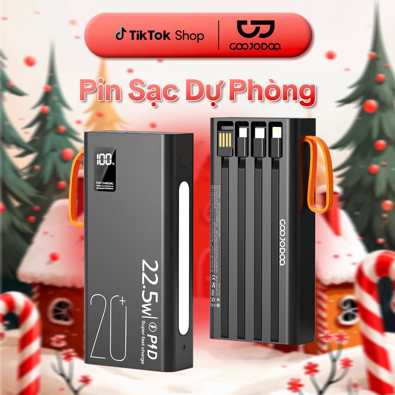  【GOOJODOQ Sạc dự phòng mini 2024 Sạc nhanh 22,5w  20000 mah  màn hình hiện thị % PIN  Đèn pin độ sáng cao Sạc Pin Phụ Kiện sạc  dự 