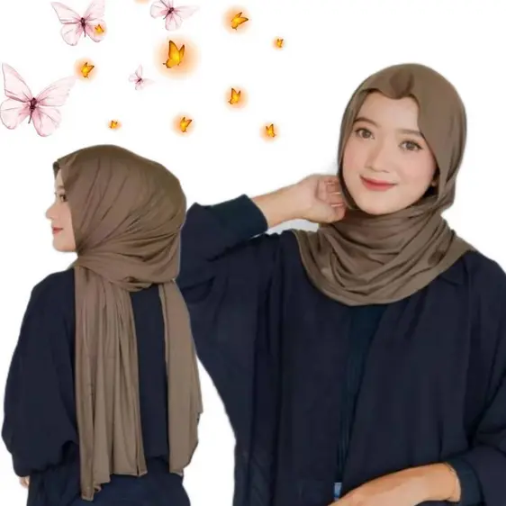 PASHMINA JERSEY MLEYOT - Warna Lengkap Kerudung Muslim Jilbab Instan 1