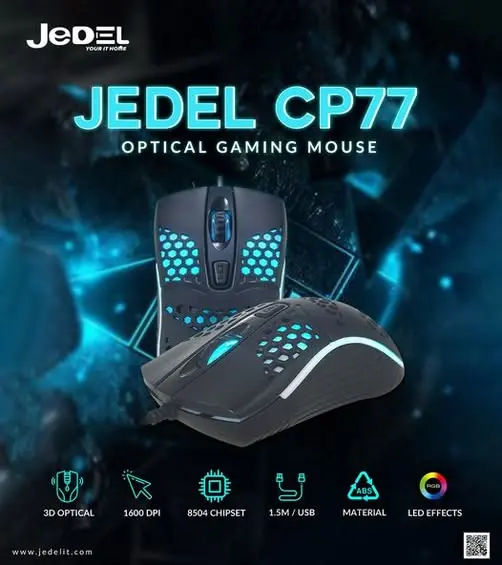 MOUSE JEDEL USB CP77 MOUSE GAMING JEDEL CP77 USB LED RGB