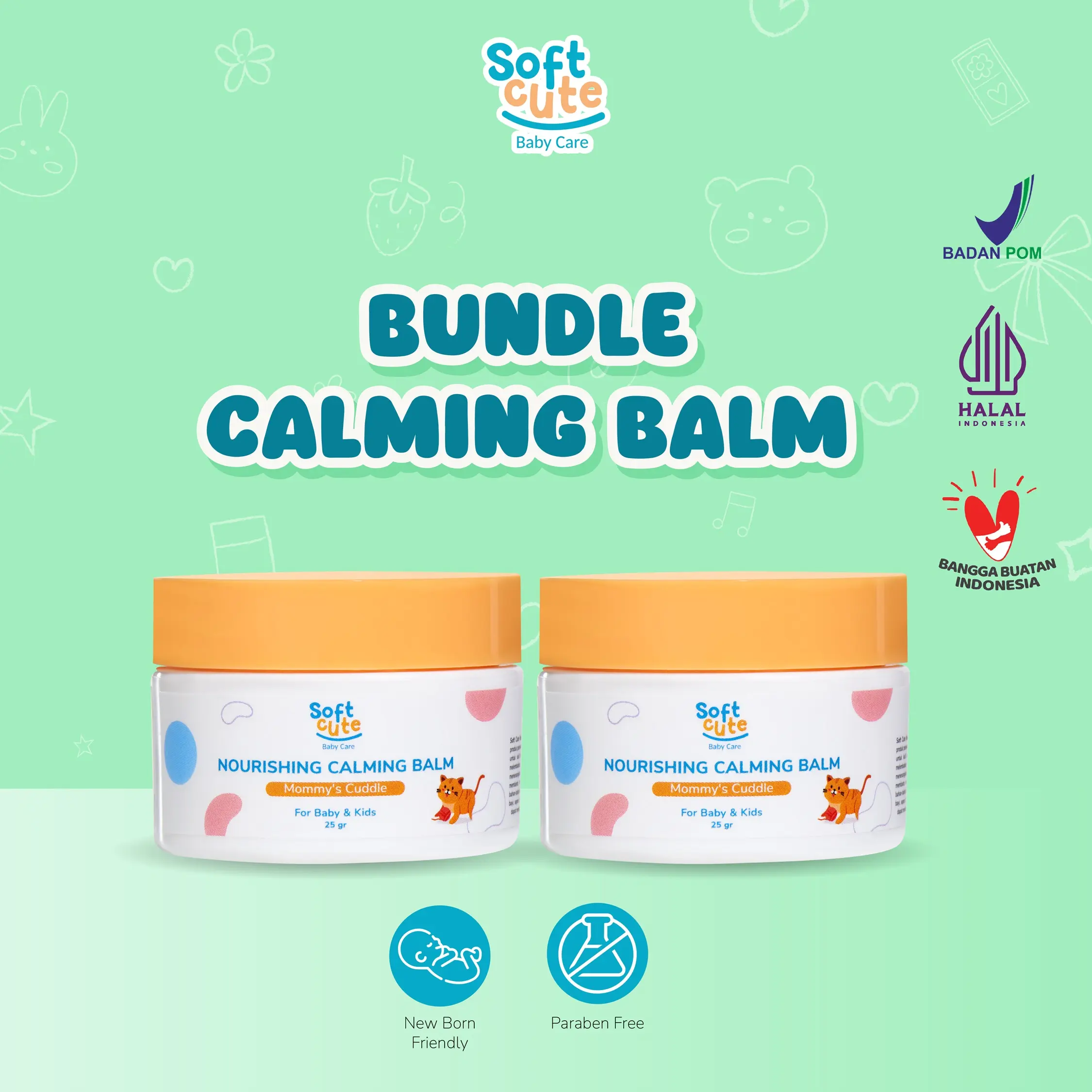 [BUNDLE ISI 2] Soft Cute Nourishing Calming Balm Mommy's Cuddle | Krim Pereda Kemerahan, Iritasi, dan Bekas Luka