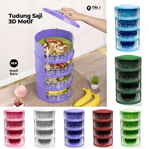 Tudung Sahi 4 Susun Rak Tempat Penyimpanan Makanan 4 Tingkat  Plastik