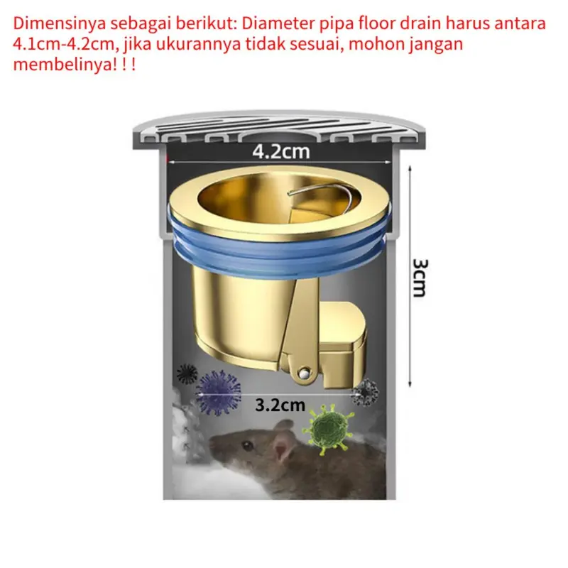 Katup Penutup Saluran Air Wastafel Dapur Floor Drain Penutup Saluran Air Tutup Floor Dapur Kamar Mandi Anti Serangga Bau Anti Karat 1