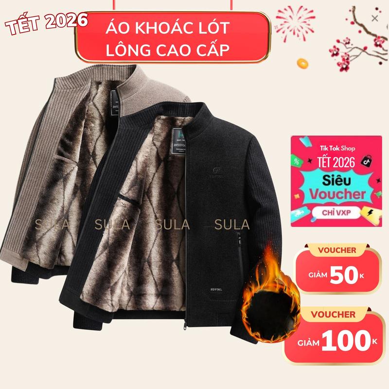  OBBM SULA Áo Khoác Nam Trung Niên Lót Lông Mềm Ấm Cao Cấp Form Chuẩn Sang Trọng Tặng Bố Tặng Ông 2 Màu Đen Vàng Chất Liệu Dạ Mềm Trong Lót Lông 