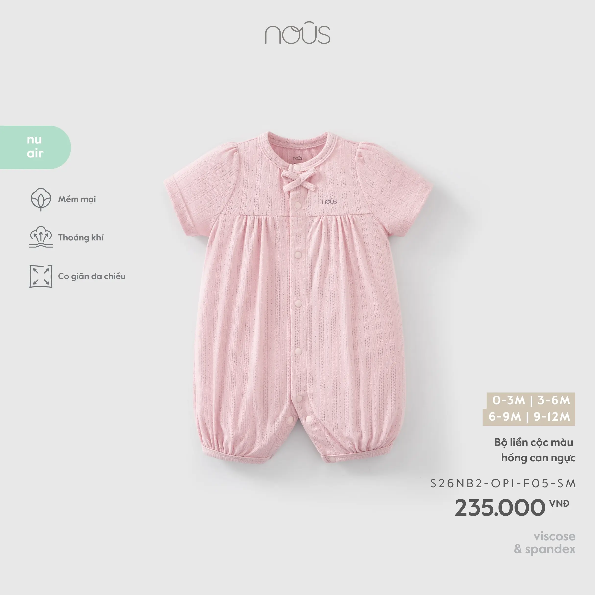 Bộ liền cộc màu hồng can ngực