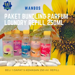 WANBOS PAKET BUNDLING PARFUM LOUNDRY REFILL KEMASAN 250ML BELI 1 DAPAT 5 AROMA (SAKURA.AKASIA.SNAPY.VIOLET.FLORAL GARDEN.PINK FLOWER.FLOWER BLUE,STAR BLUE,BABY WASH)