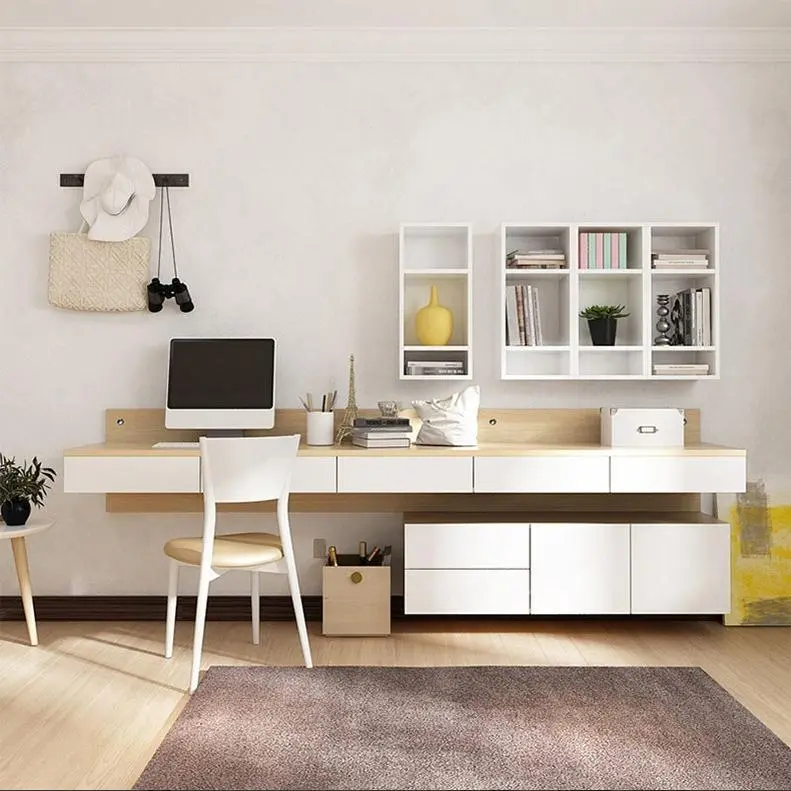 [Pre order]Manufacturer Direct Sale Nordic Painted Integrated Desk with Storage, Home Assembly Computer Desk Bookcase Combination Furniture.