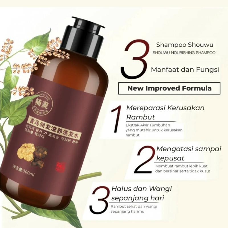 Shampoo Uban Penghitam Rambut Black Herbal Natural Shampoo Penghilang Uban Natural 3