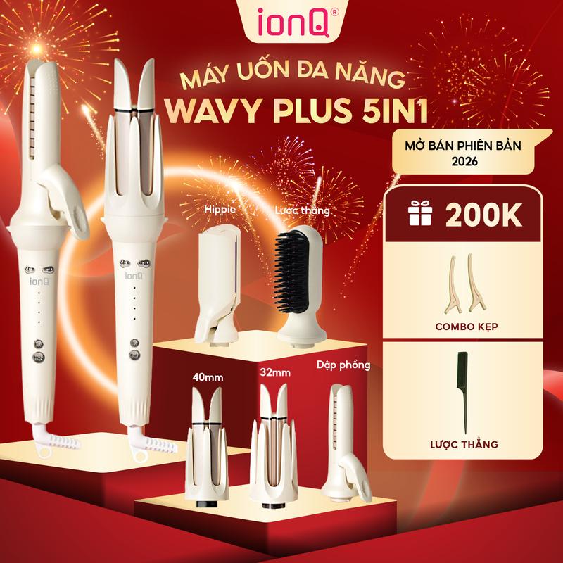 Máy uốn tóc làm xoăn tự động 5in1 ionQ Wavy Plus 2 đầu uốn 40mm, 32mm, 1 đầu…