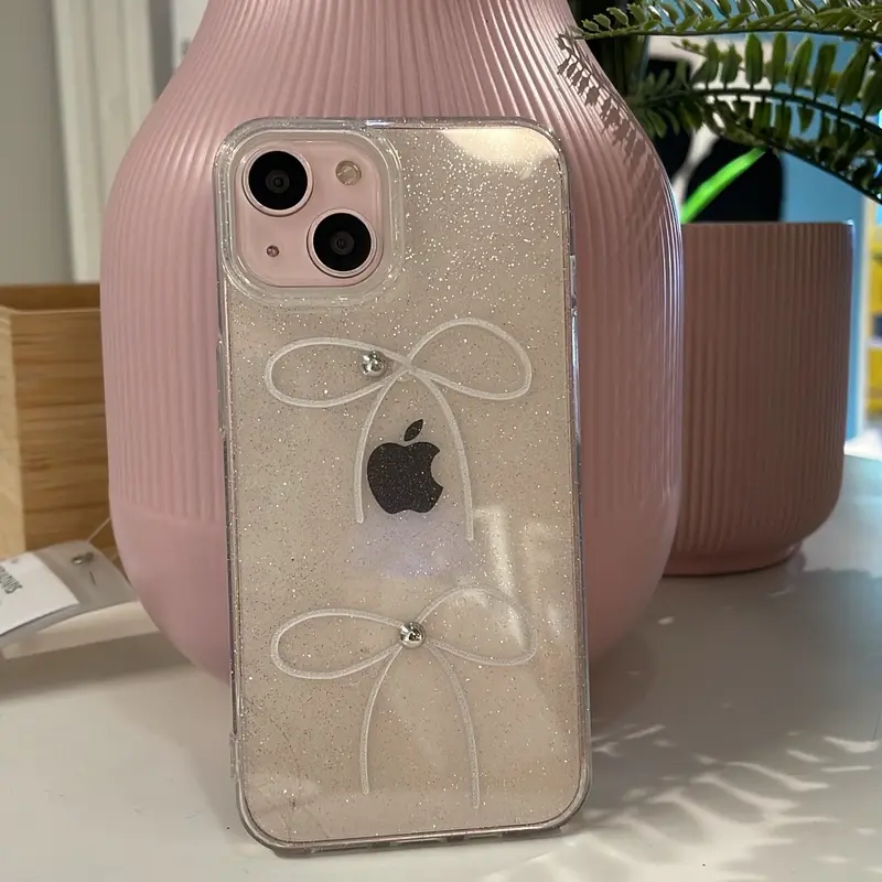 CLEAR RIBBON WITH chain SILVER case iphone 1