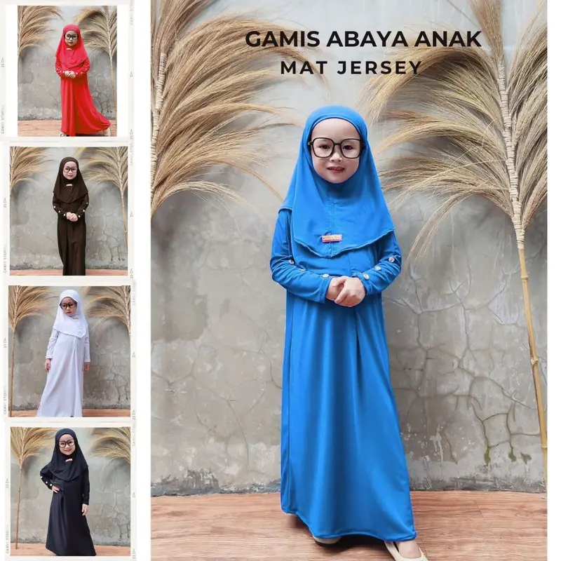 Best Seller Gamis Abaya Jersey Lengan Kancing Anak Perempuan Usia 1-12 Tahun Bahan Jersey Lembut Premium / Gamis Lebaran Polos Free Hijab Mat Jersey premium 5