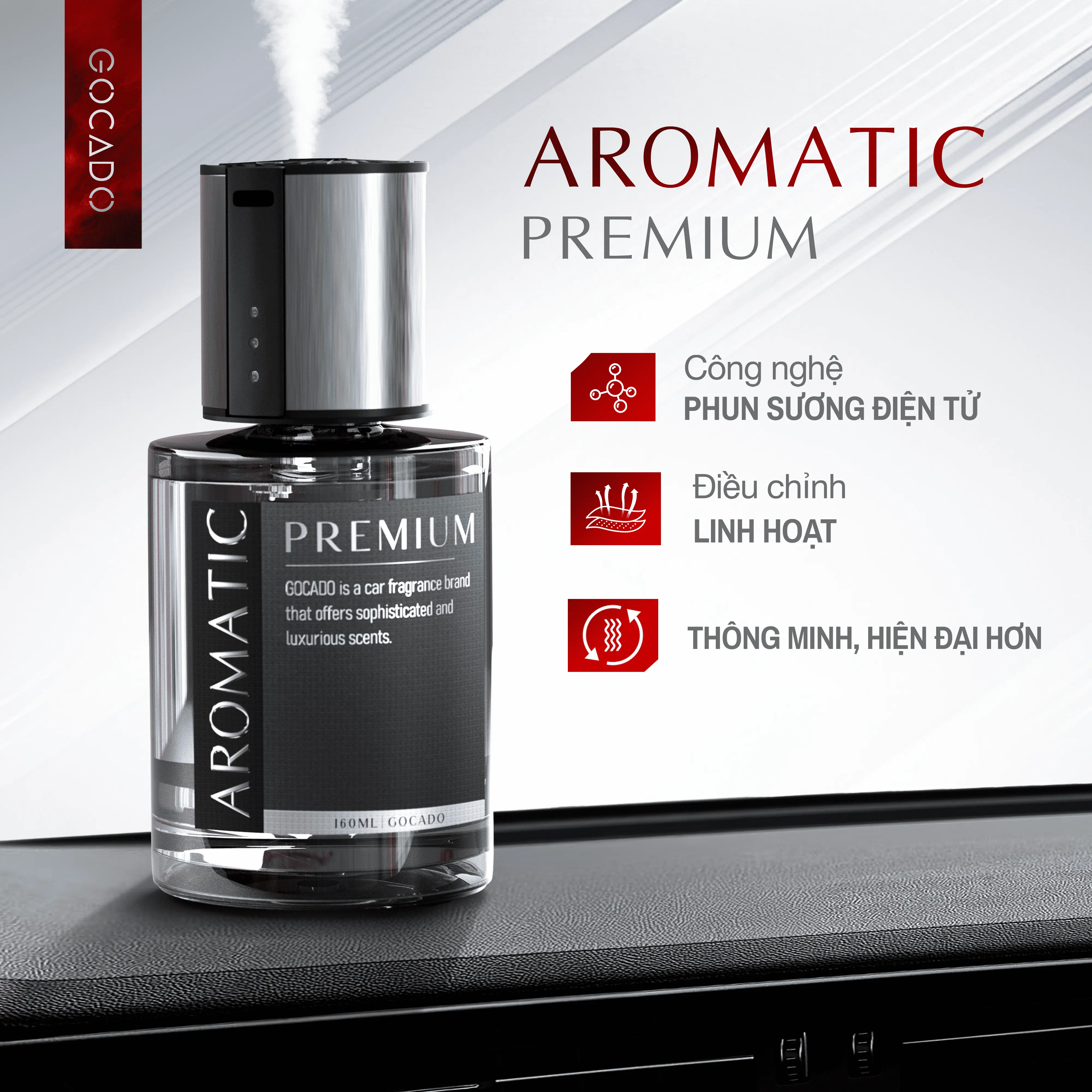 NƯỚC HOA Ô TÔ CAO CẤP AROMATIC PREMIUM - GOCADO- Công nghệ phun sương điện tử, lưu hương bền lâu