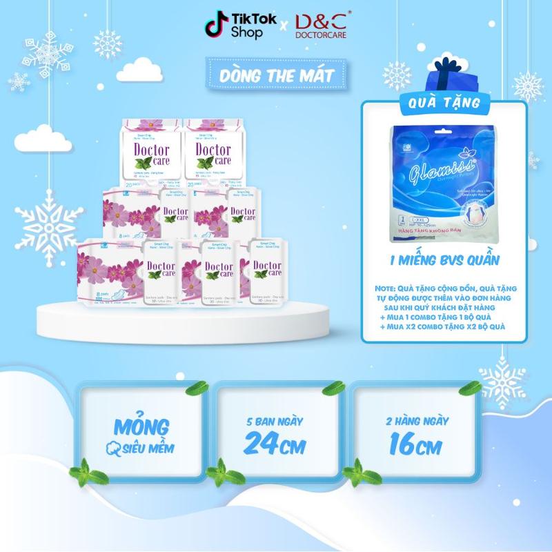  7 gói Băng vệ sinh thảo dược D&C Doctor Care  5 ban ngày và 2 hàng ngày  - băng vệ sinh doctor care chính hãng -  Tặng 2 Gift 1 miếng BN  