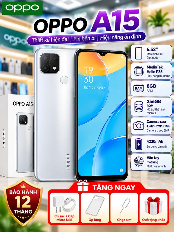 [2nd hand] Điện Thoại OPPO A15 8GB/256GB – Màn Hình 6.52 Inch – Camera 3 Mắt – Pin 4230mAh – Vân Tay – Máy Đẹp, Dùng Mượt – Tặng Sạc Cáp, Ốp Lưng – Bảo Hành 12 Tháng          Tôi thích câu trả lời này hơn