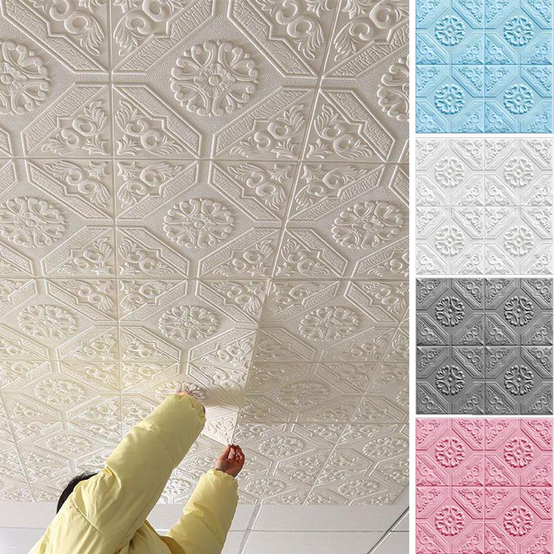 1pcs 35x35cm / 13.78in x 13.78in 3d wall sticker ceiling self-adhesive ...