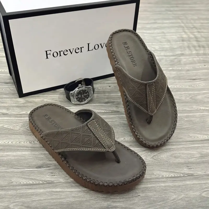 Dép Quai Kẹp nam Doctor da mới. Được khâu chỉ biển xung quanh rất chắc chắn và cao cấp Nhung DéP Sandal Cao Su Sandal Cao Su Jean Đế Bằng 3